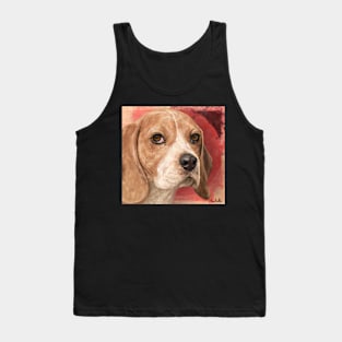 Gorgeous Beagle Painting on Warm Red Background Tank Top